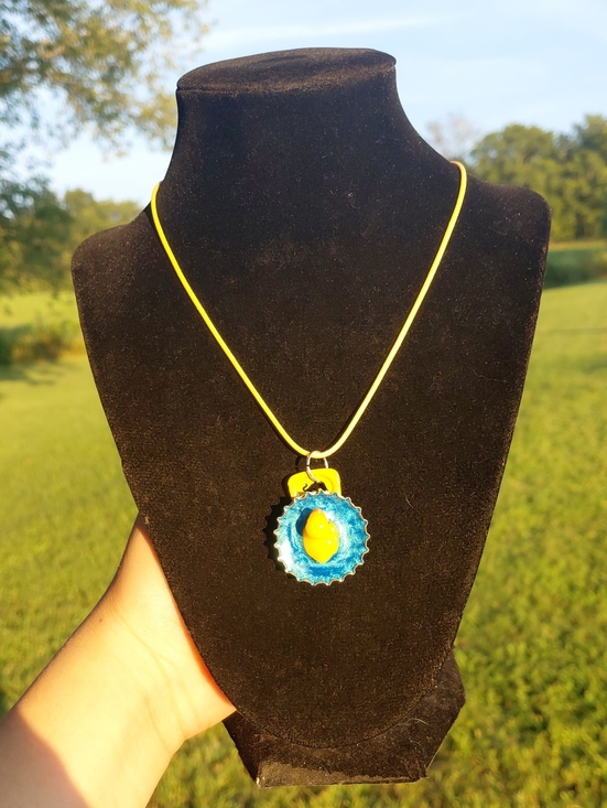 Hand Crafted Jewelry - Handcrafted Duck in a Pool Necklace